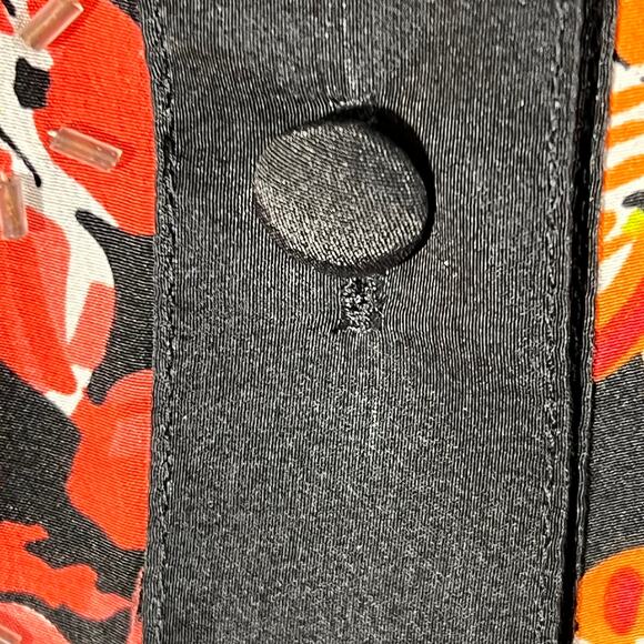 Bob Mackie Wearable Art Silk Blouse Black Floral Large - Picture 9 of 11